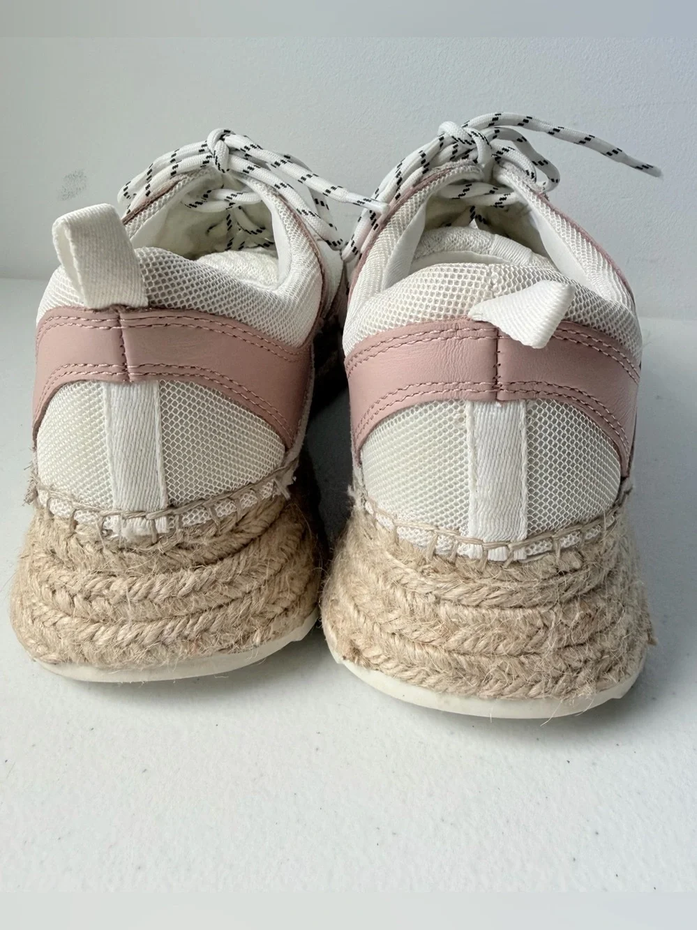 Marc Fisher Janette 3 Espadrille Sneaker  Leather Blend  White Pink Size 7.5